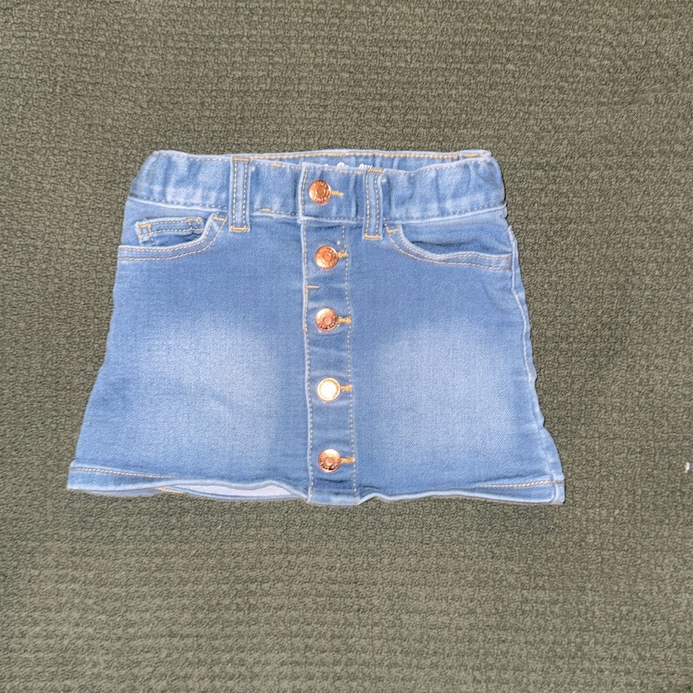 Cat & Jack Blue Denim Skirt with Button Front - Size: 18 M